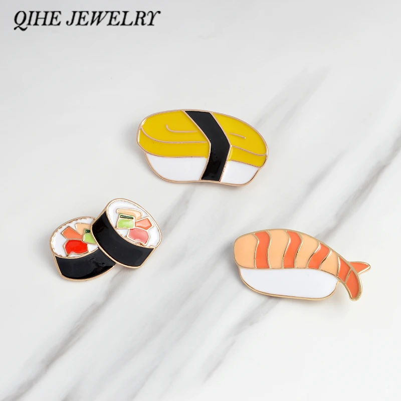 QIHE JEWELRY Brooches &amp pins Sushi Japanese enamel pin Lapel for women jacket backpack tote bag decorative accessories | Украшения и