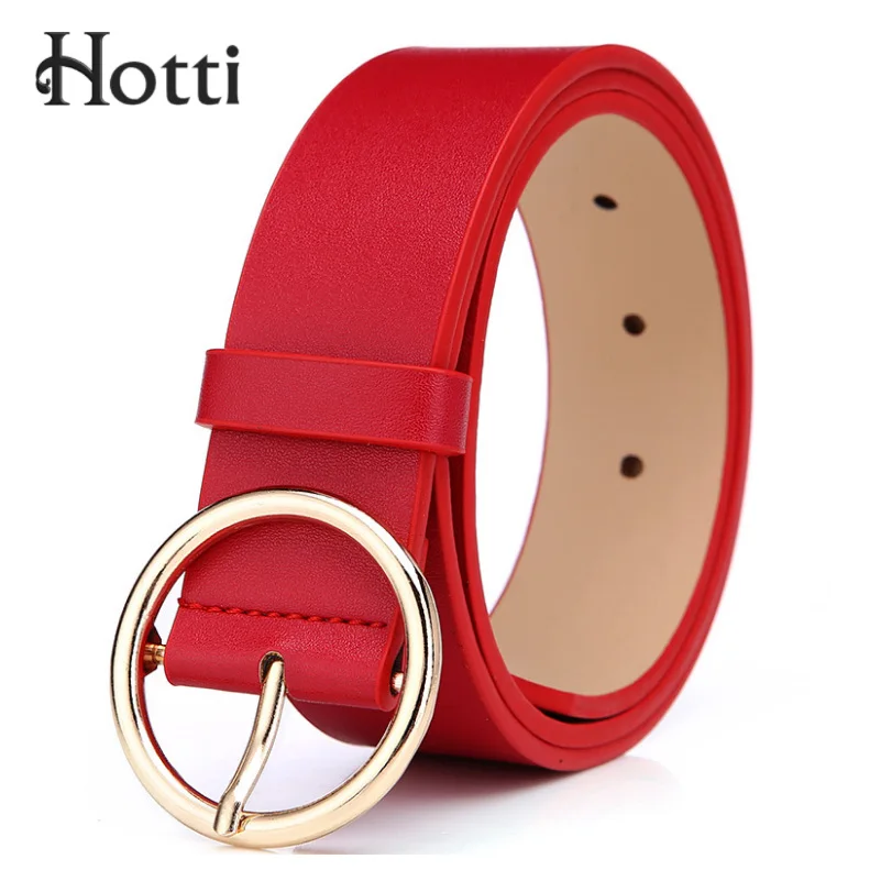 [Hotti] брендовые модные классические женские широкие ремни с круглой пряжкой 2017