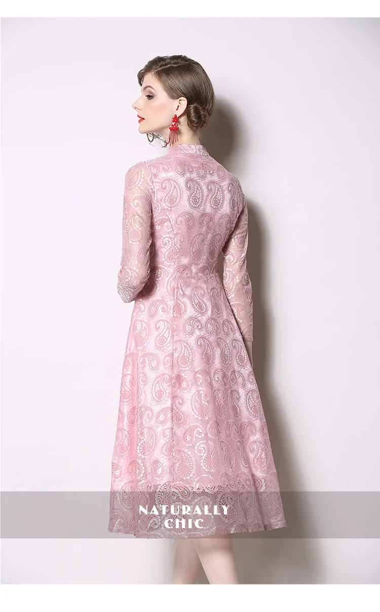 Новое весеннее Розовое Кружевное пляжное платье миди для вечеринок vestidos Verano, блестящие женские платья zomer jurk Dames Jurken K1602
