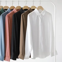 new womens shirt classic chiffon blouse female plus size loose long sleeve casual shirts lady simple style tops clothes blusas