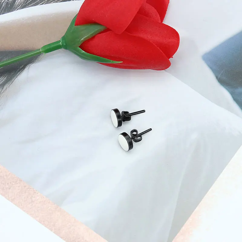 Punk Stainless Steel Stud Earrings For Women Men Jewelry Round Rock Gothic Unisex Small Piercing Accessories | Украшения и