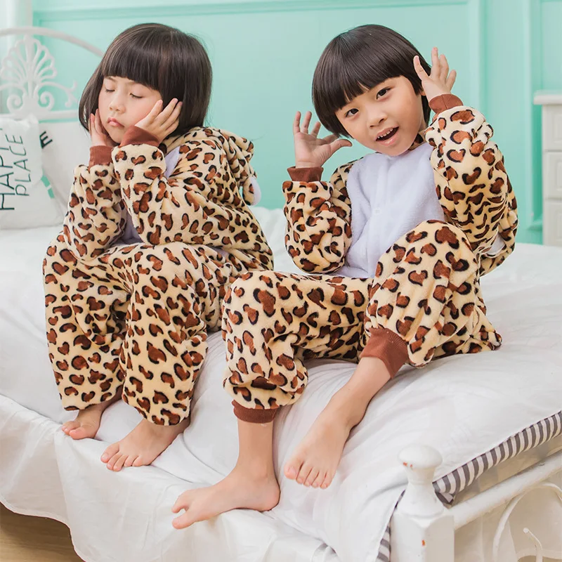 Leopard bear Jumpsuit For Children Kids Onesie Pajamas Cosplay Costume Clothing Halloween Carnival free &amp drop shipping | Тематическая
