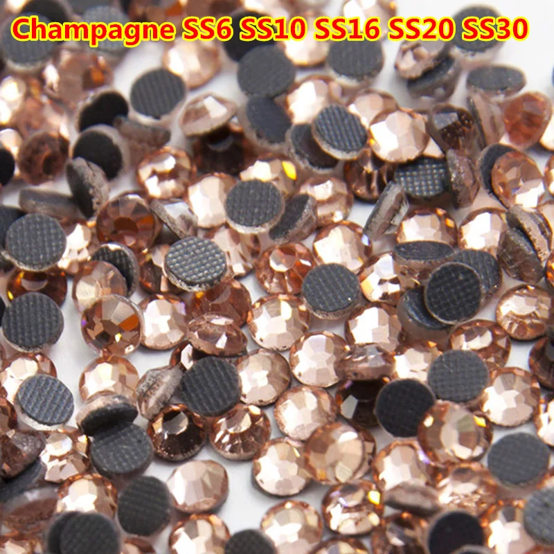 

1440pcs/bag Champagne DMC Hot Fix Strass Crystals Mix 5 sizes SS6 SS10 SS16 SS20 SS30 Hotfix Rhinestone for Rhinestone Motifs