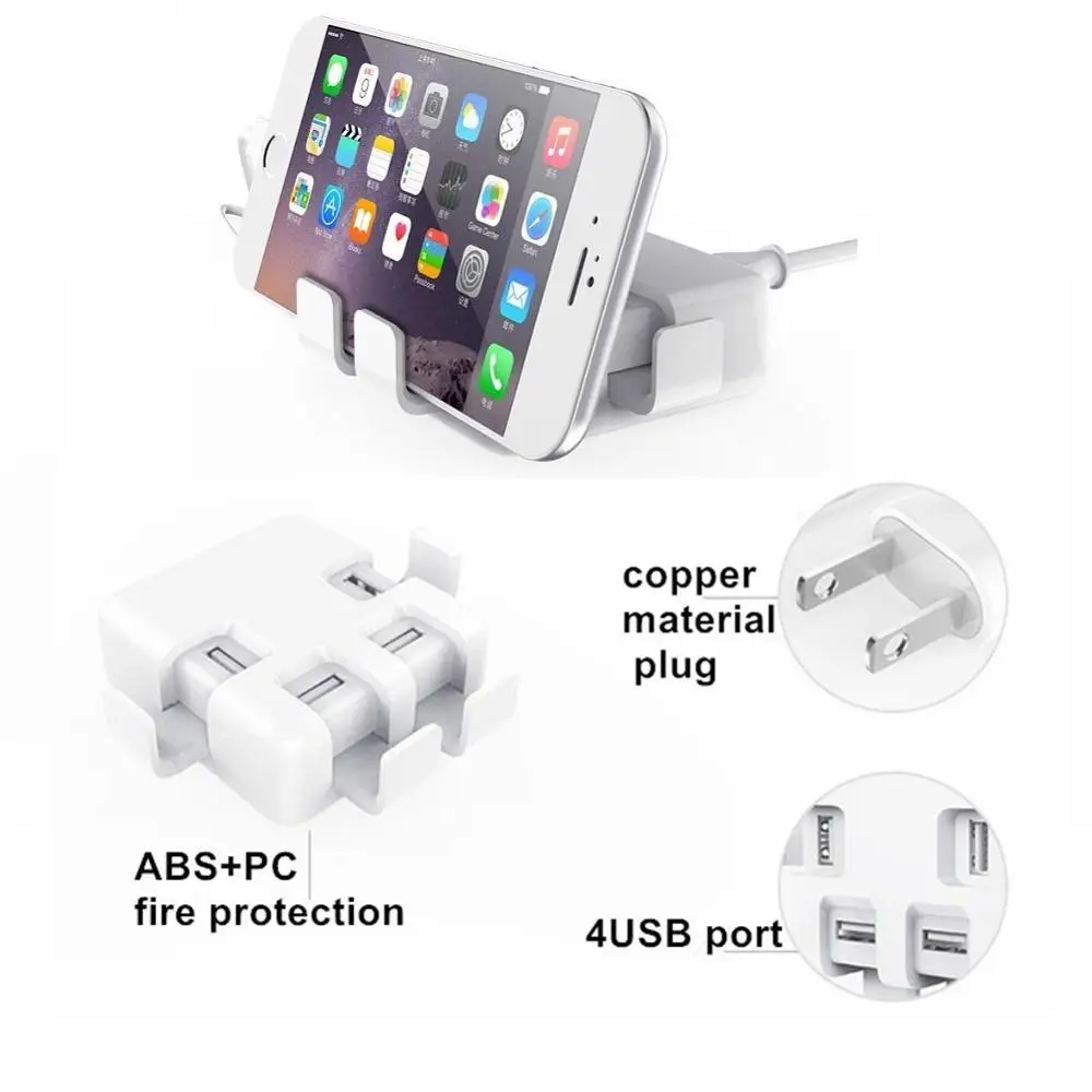 Зарядное устройство Go2linK с 4 USB портами 5 В 2 А макс. 20 Вт настольное мини зарядное