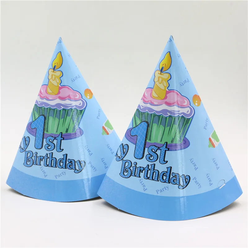 12 шт./лот синие вечерние Товары для детей с надписью my 1st birthday кепки мальчиков