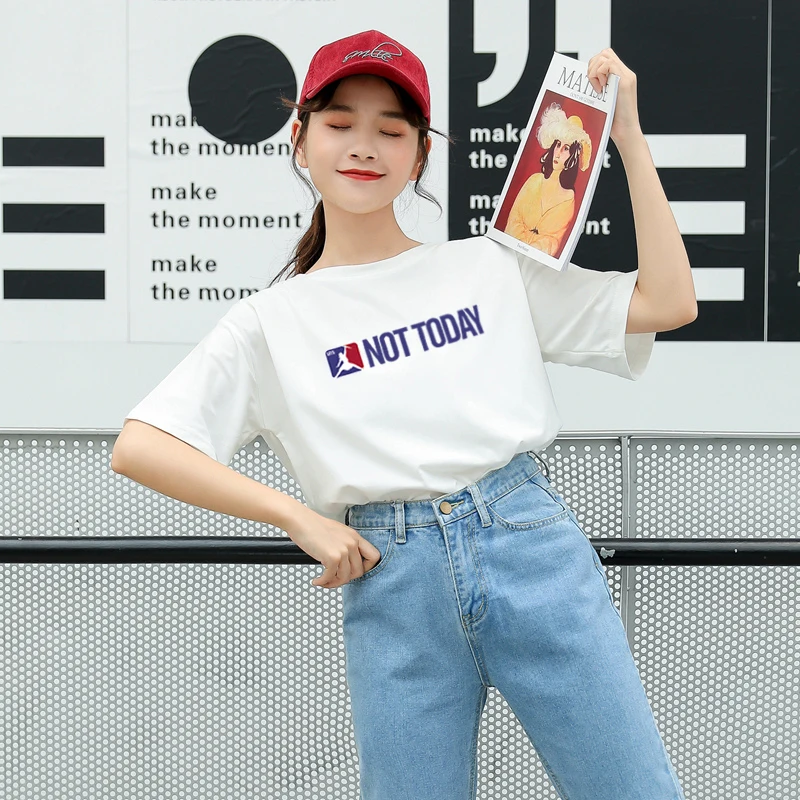 Футболка женская с надписью Not Today в стиле Харадзюку|Футболки| |