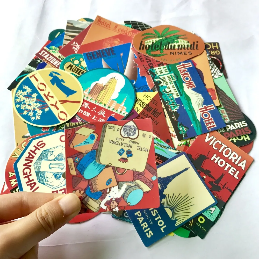 Наклейки в стиле отеля 56 шт. наклейки для путешествий ретро граффити
