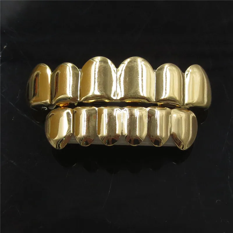 Hip Hop Gold Teeth Grillz Top &amp Bottom Grills Dental Mouth Punk Caps Cosplay Party Tooth Rapper Jewelry Gift T8N002W | Украшения и