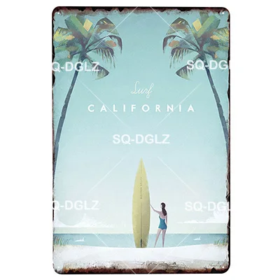[SQ-DGLZ] Summer Hawaii Metal Tin Sign Aruba Plaque Paint Australia Wall Decor Beach Painting Plaques