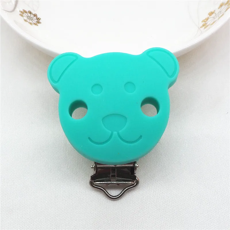 Turquoise Chengkai 10 шт. силиконовый медведь зажимы для прорезывателей DIY Детские пустышки Прорезыватель Соска chupetero цепь ремесло медсестры ювелирные изделия игрушка зажим - Цвет: Turquoise