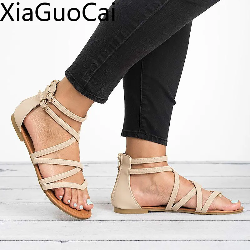 

Big Size Shallow Fashion Women Sandals Size 34-43 Rubber Rubber Female Flat Sandals Gladiator Casual Sandals