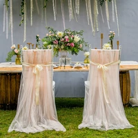 6pc solid colour gauze chair skirt sheer organza chair romantic decoration for household outdoor wedding birthday party supplies