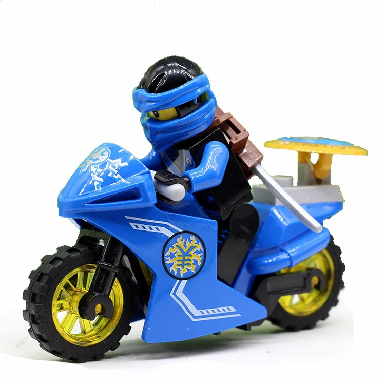Белый Для мотоцикла ниндзя, фигурки, Kai Jay Zane Nya Lloyd Garmadon WU с оружием, строительные блоки, кирпичи, игрушки - Цвет: Белый