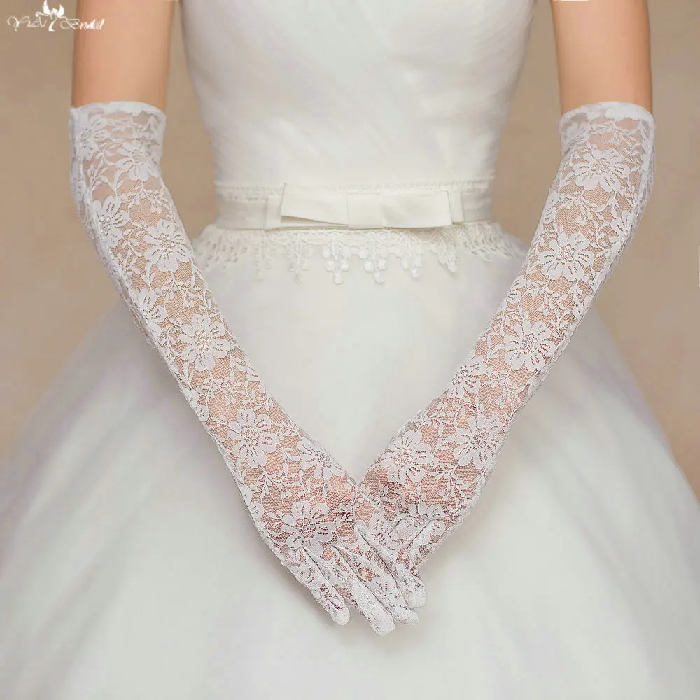 Фото Французские кружевные перчатки с длинным рукавом TA135 свадебные аксессуары |
