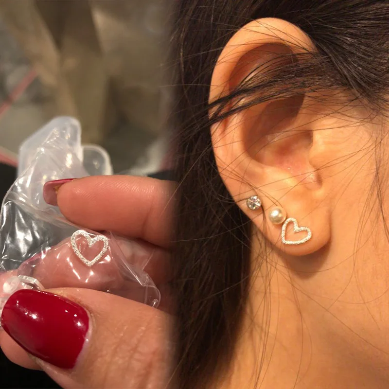 2018 fashion Trusta 925 Sterling Silver Jewelry Women Fashion Cute Tiny Hollow Heart Stud Earrings Gift For Girls Kids Lady | Украшения и