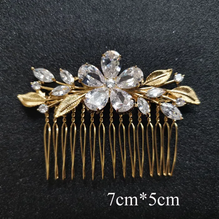 677 Gold SLBRIDAL роскошный модный Шарм Мода зубец Установка кубического циркония свадебные расческа для волос свадебные женские украшения для девочек аксессуары для волос - Окраска металла: 677 Gold