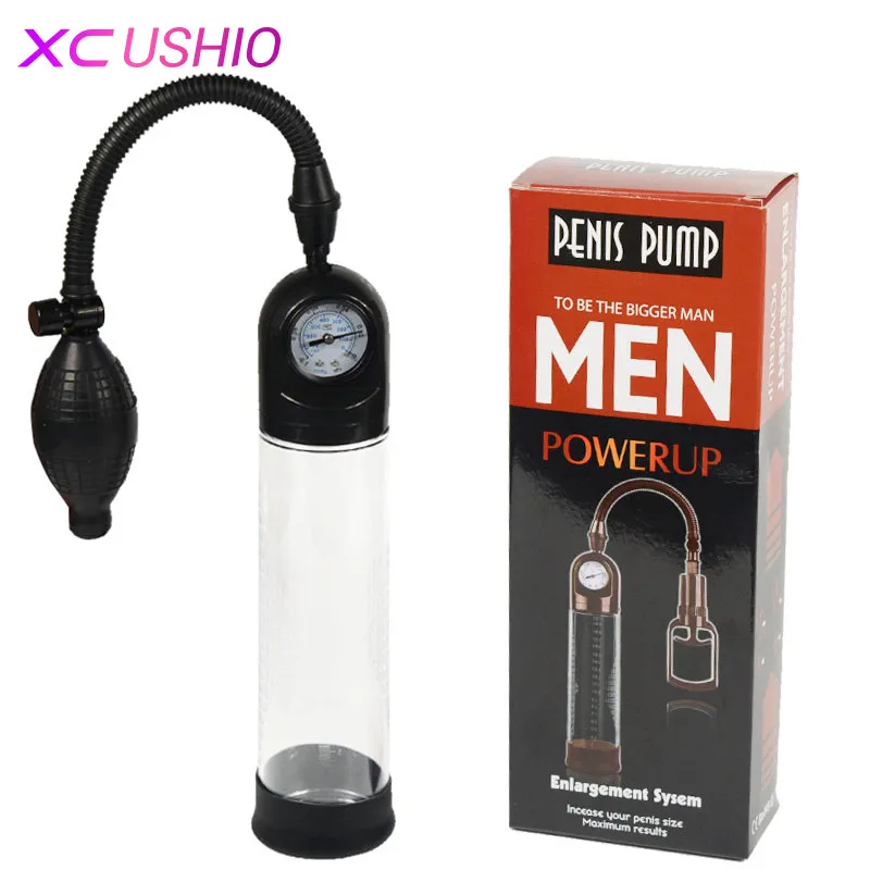 Насос пениса Увеличить Для мужчин футболка с Давление датчик пенис вакуумный