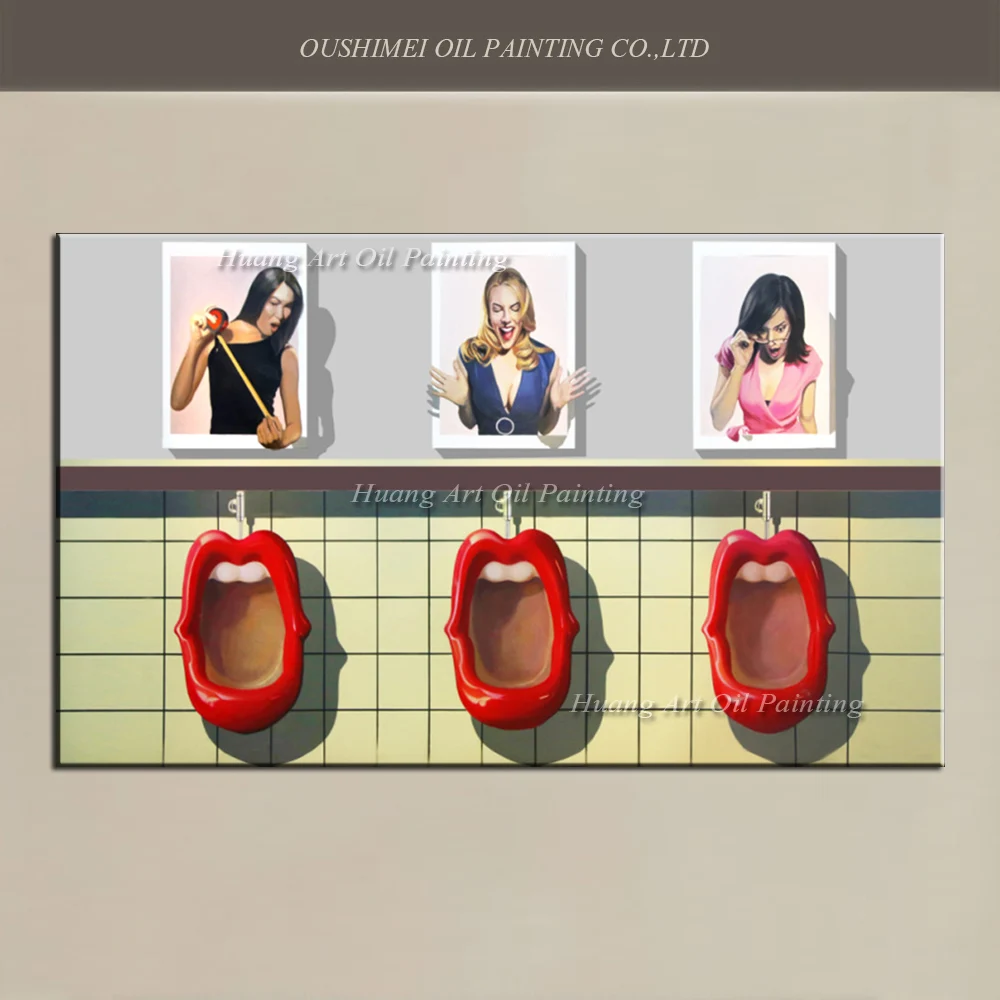 Новый реалистичный 3D картина маслом Ручная роспись пародия Для Мужчин's Ванная