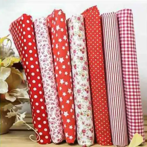 Red NEW 7 шт. хлопок ткань Ассорти предварительно вырезанный Набор DIY Декор 25*25 см - Цвет: Red NEW
