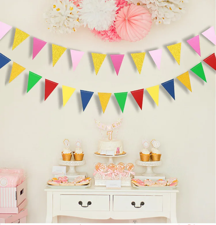 10 футовый винтажный двусторонний Блестящий треугольный флаг бандаж вымпель для