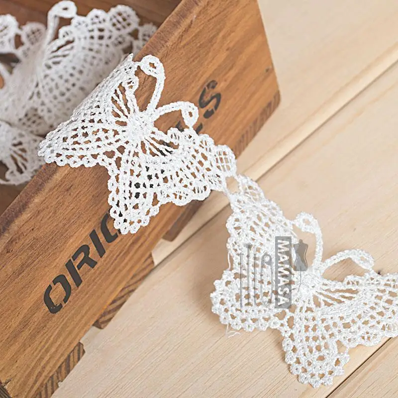 3 ярда/партия полиэстер Бабочка кружевная отделка вышивка ткань одежда свадебное