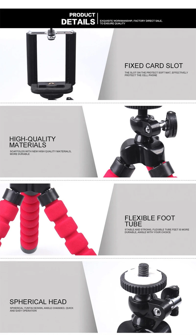 Flexible Sponge Octopus Tripod For iPhone Bluetooth Remote Shutter Mini Bracket Table Desk Tripod Phone Holder Stand