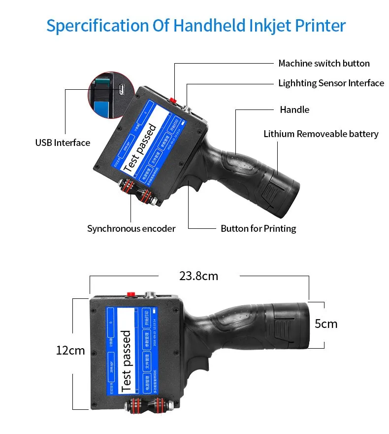 Touch Screen Handheld Automatic Inkjet Printer Production Date Small Carton Plastic Inkjet printer