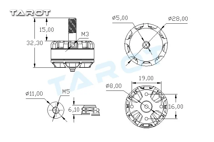 JMT 2 пары Tarot MT2205 II 2300KV двигатель CW/CCW TL400H14 + TL400H15 для DIY RC Mini Racing Quadcopter Drone