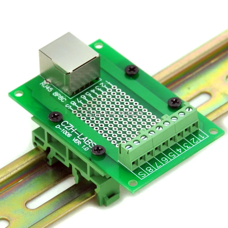 Интерфейсный модуль RJ45 8P8C с простыми монтажными ножками на DIN-рейке