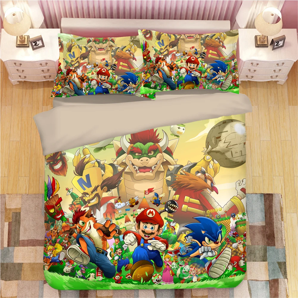 Sonic The Hed Комплект постельного белья Super Mario Bros пододеяльники наволочки, домашний текстиль постельное белье Комплект постельного белья s постельное белье - Цвет: 23