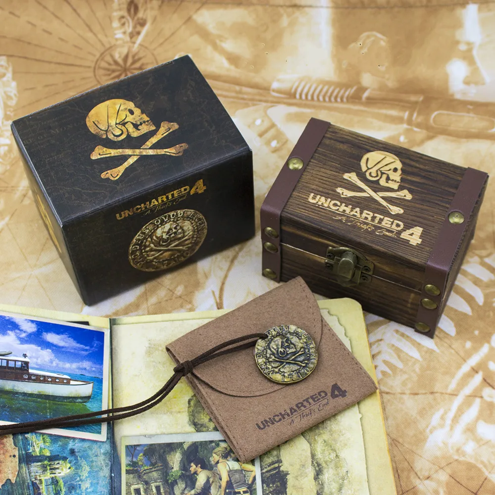 Uncharted 4 пиратский Золотая монета с ограниченным сумка из овечьей кожи и