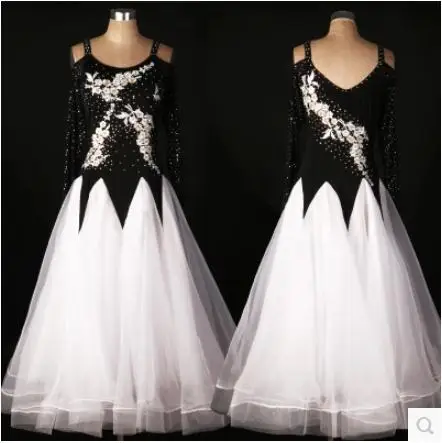 

Ballroom dance costume sexy senior long sleeves diamond ballroom dance dress for women ballroom dance competition dresses