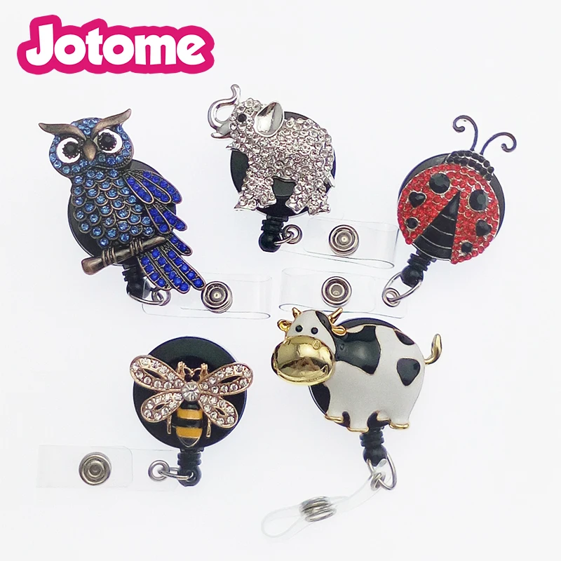 

Office Supply Elephant Animal Honey Bee Owl Cow Red Ladybug Retractable Badge Reel ID Working Holder