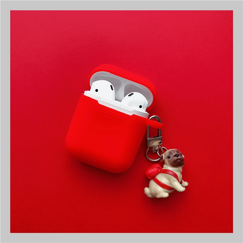 Милые собаки беспроводной Bluetooth наушники чехол для Apple AirPods силиконовые зарядки наушники чехол s с брелоком