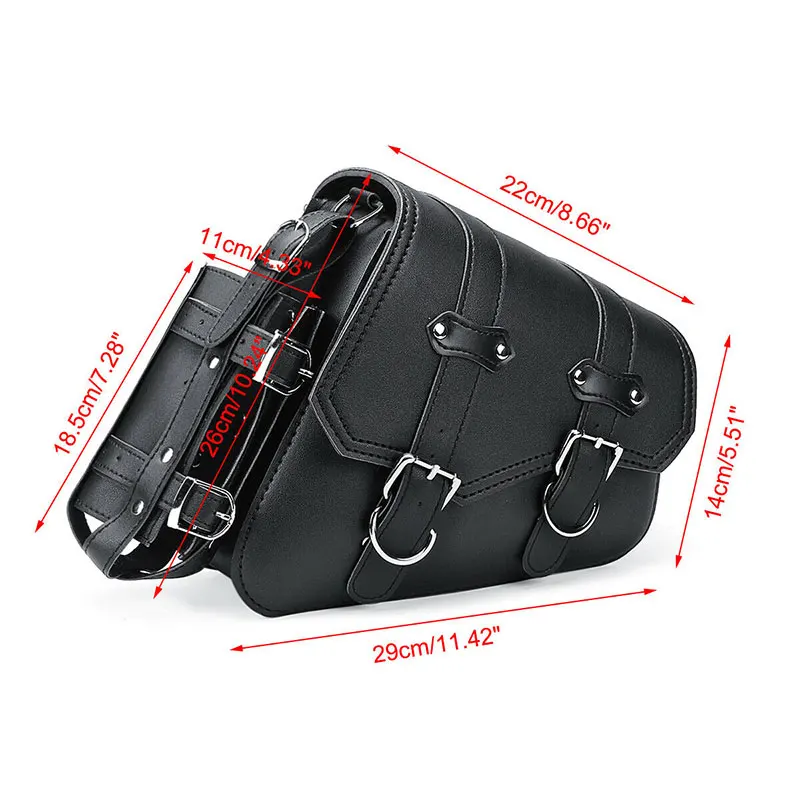Universal Black PU Leather Saddle Bag Motorcycle Tool Luggage right rear Side For Harly Honda Yamaha Suzuki Styling |