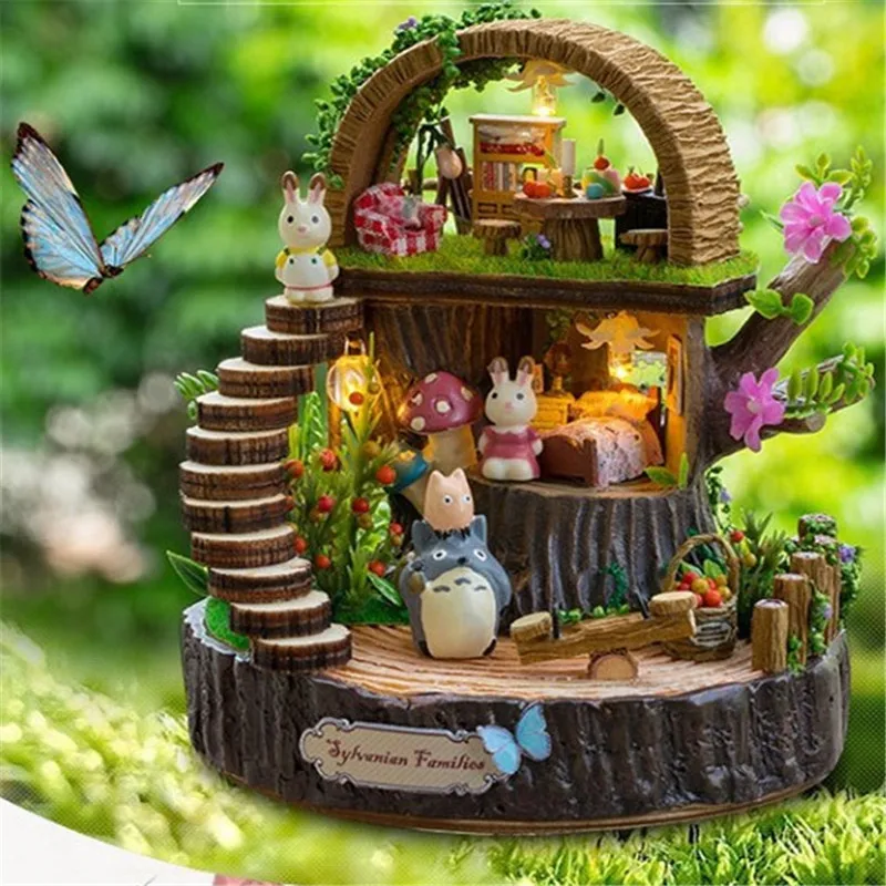 Милый DIY деревянный Миниатюрный Кукольный домик миниатюрный кукольный мебельный