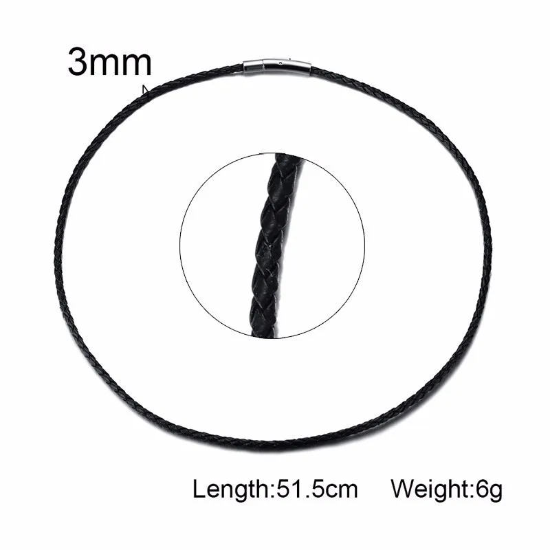 Мужской кожаный шнур-чокер ожерелье 20 дюймов черная плетеная веревка для