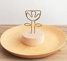 flower 1 шт. винтажное круглое дерево, кованое железо в пасторальном стиле, зажим для заметок, креативное сообщение, фото, клипса для заметок, визитница - Цвет: flower