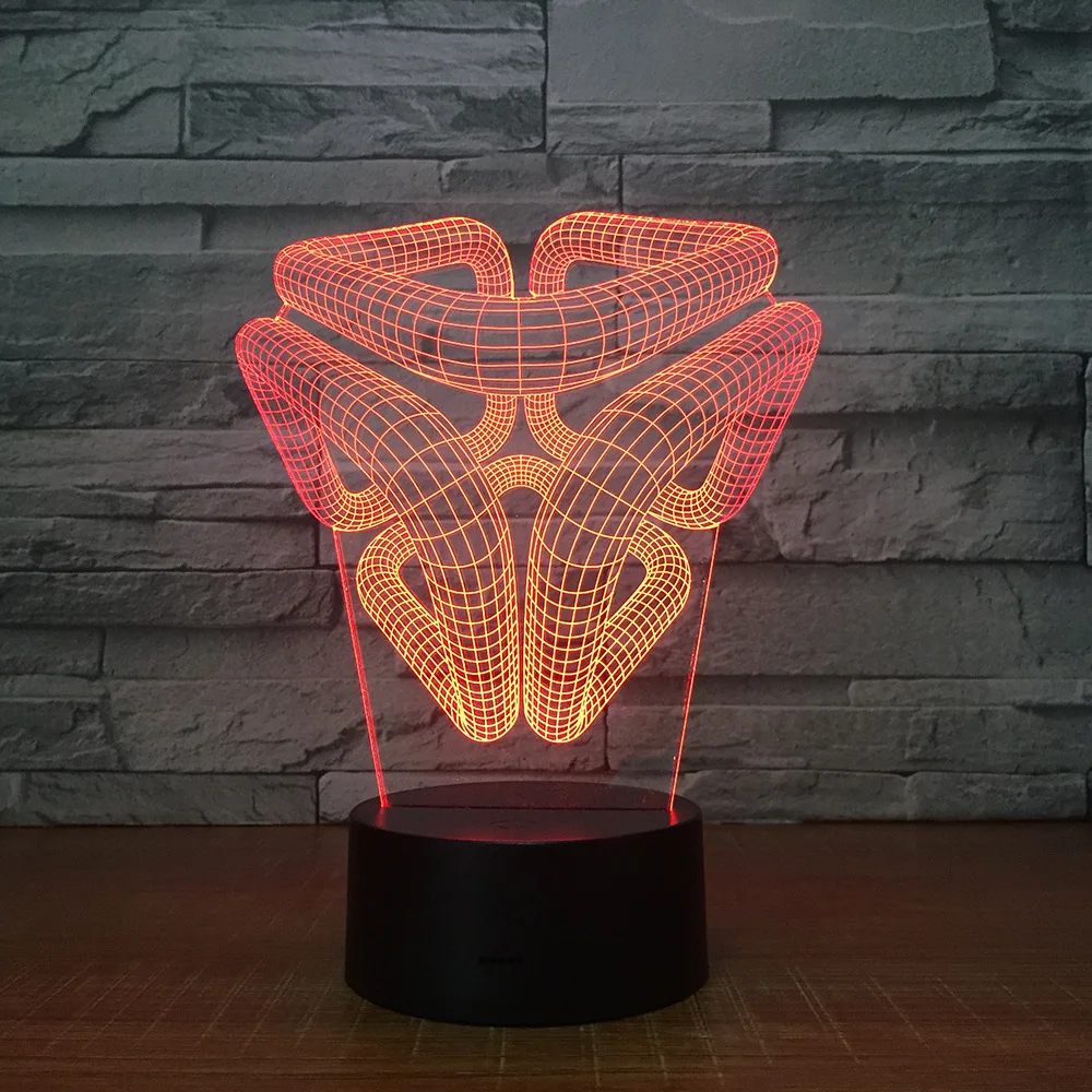 

Abstract Spiral Holes Desk Table Lamp Decoration 3D Illusion Lamp Acrylic Panel Stereo Effect Night Light with 7 Colors Change