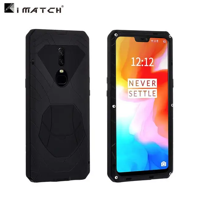 Original For Oneplus 6 6t Phone Case Hard Aluminum Metal Protector One Plus 6 6T 7 PRO Cover Heavy Duty Protection Silicon Cover - Цвет: Черный