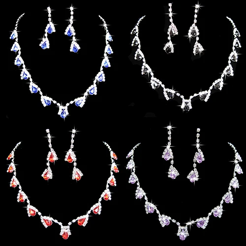 Женский комплект свадебных украшений ожерелье с кулоном из сверкающего