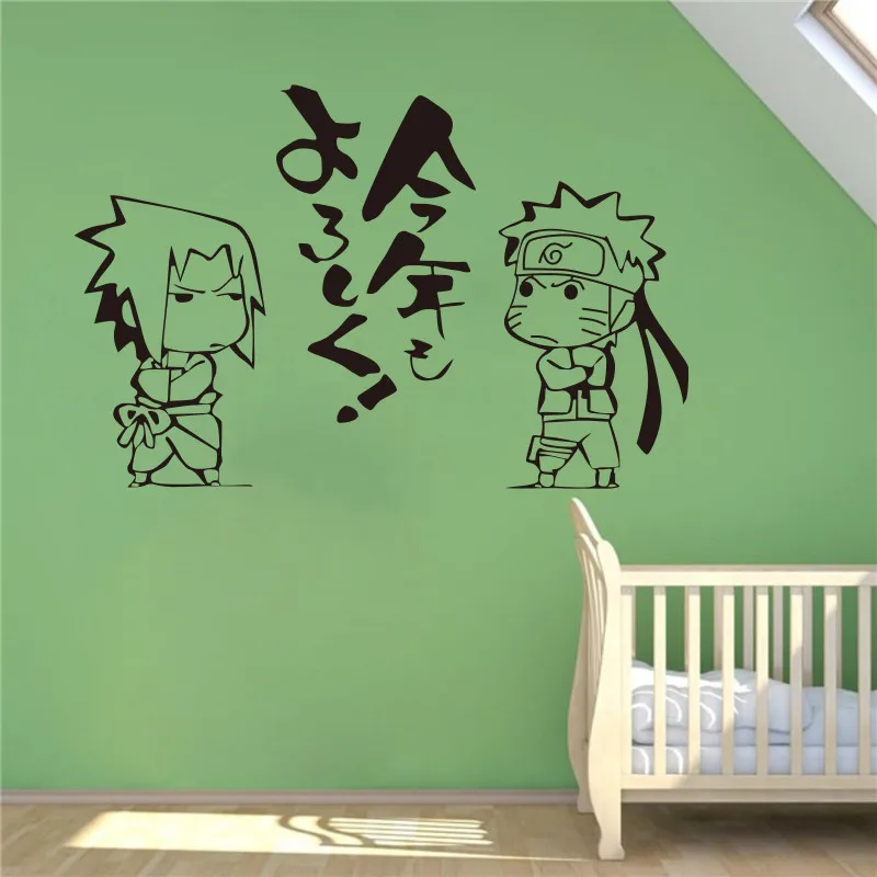 Японский мультфильм Наруто виниловая наклейка на стену аниме uzumaki Uchiha Sasuke Art Настенная Наклейка Детская комната Спальня украшение дома