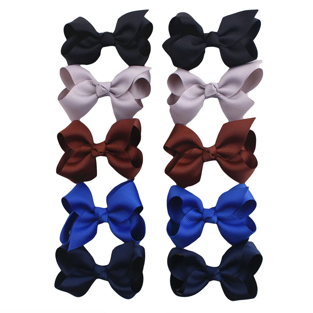 Yundfly 10pcs/lot 3&quot Handmade Ribbon Bows With Alligator Clips Kid Fashion Boutique Hair Clip Accessories | Мать и ребенок