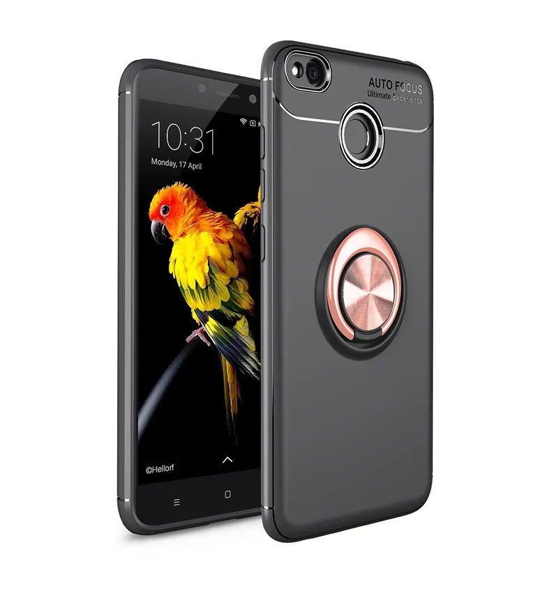RosegoldBlack HM4X Телефон случаях для Xiaomi Redmi 4X 4 x магнитное кольцо автомобильный держатель Чехол armor Роскошные силиконовый чехол из ТПУ для mi красный mi 4X Fundas - Цвет: RosegoldBlack HM4X