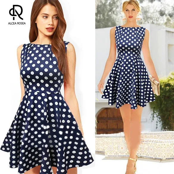 Фото Alcea Rosea Dot Dress Woman Summer Printed A Line Sleeveless Casual Boho Ladies Elegant Vintage Party Dresses AR839 Женская одежда Alcea Rosea Dot Dress Woman Summer Printed A Line Sleeveless Casual Boho Ladies Elegant Vintage Party Dresses AR839 Женская одежда