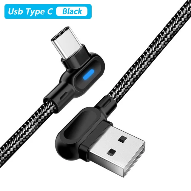 Black Usb Type C Usb Type C 90 Degree Cable Fast Charging Phone Charge Cavo Usb Charger Wire 2 Meter for Samsung Note 9 8 A20e Redmi K20 Pro Sony - Цвет: Black Usb Type C