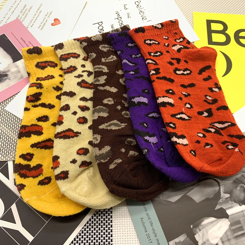 Новинка 2019 Модные леопардовые хлопковые носки женские милые летние короткие
