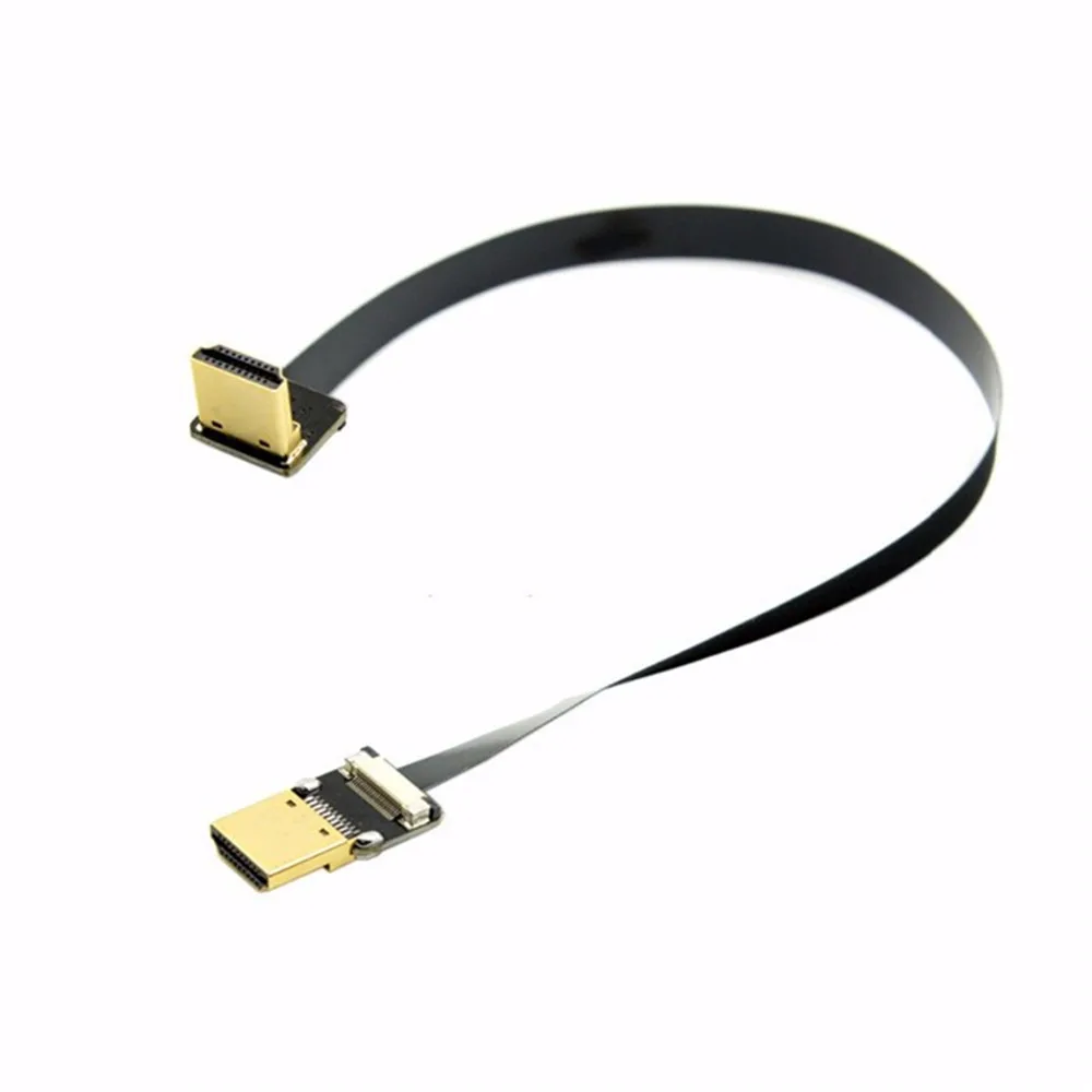 FPV HDMI совместимый тип A папа вниз Угловой 90 градусов HDTV FPC плоский кабель для