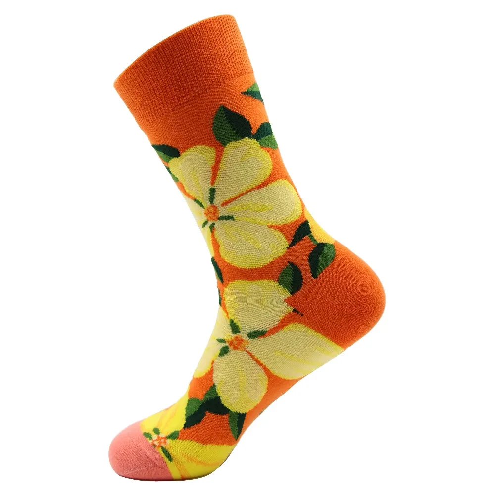 Забавные хлопковые носки для пары с цветочным принтом юбки или джинсы | Женская