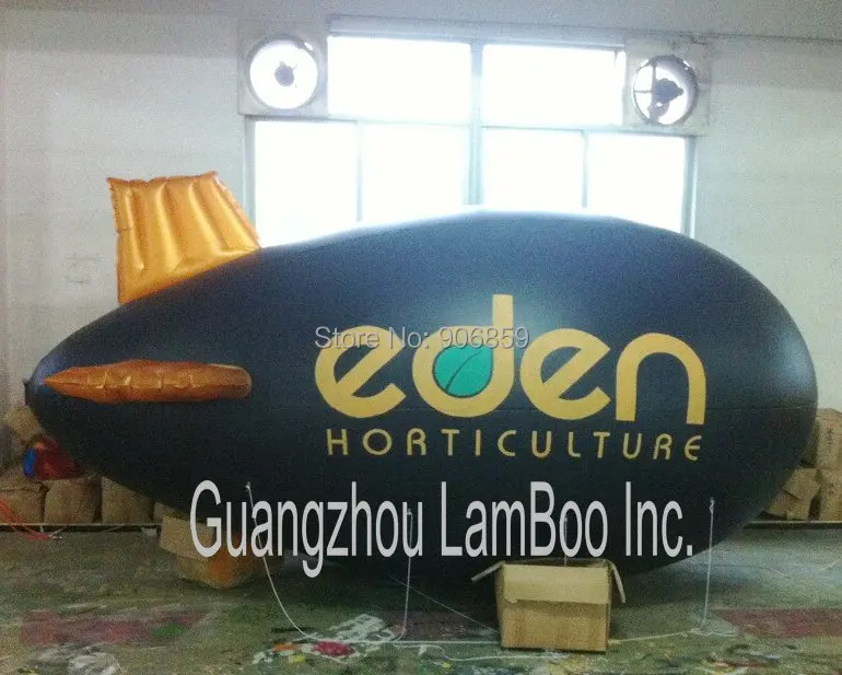 Надувной Полужесткий дирижабль 4 м черный с золотыми крыльями бесплатная